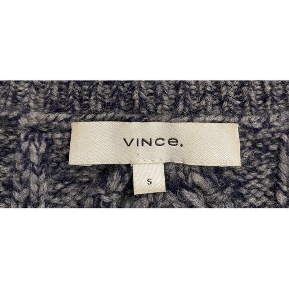 Vince Cable Knit chunky Sweater S Gray blue Merino Cashmere Blend fisherman - Picture 5 of 11